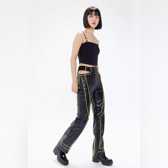 I.AM.GIA Nora Faux Leather Pant in Black and Yellow, Small - Picture 3 of 15